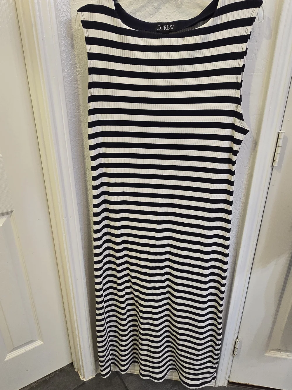 J. CREW Cream And Navy Midi Dress